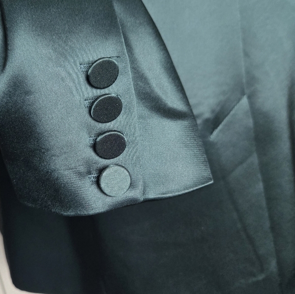 House Of Harlow 1960 Small Dark Green Satin Blazer Jacket - Picture 4 of 10